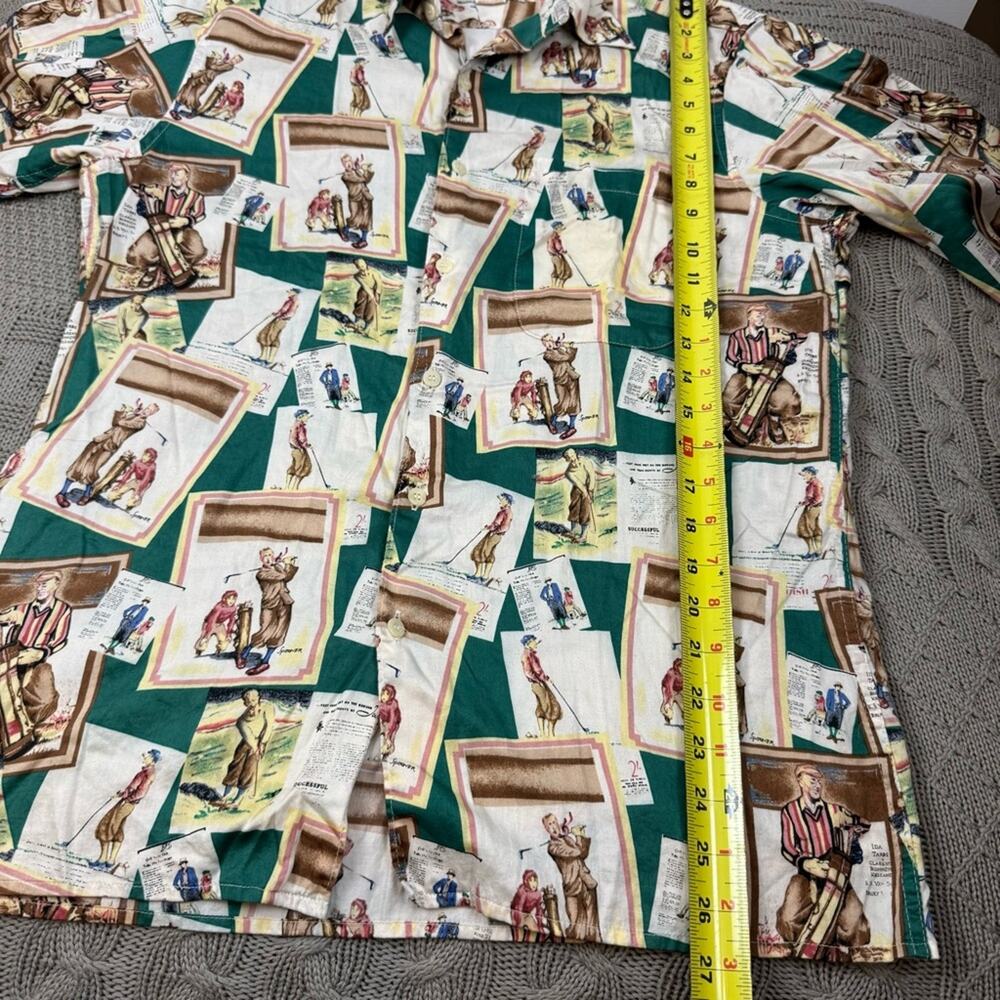 Reyn Spooner Golf Graphic Egyptian Cotton Button Down Short Sleeve Shirt ~ Small - Picture 10 of 13